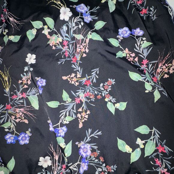 Athleta Gold Coast Black Floral Tankini Swim Top Size 36D/DD Blousy Banded Waist - Picture 3 of 11